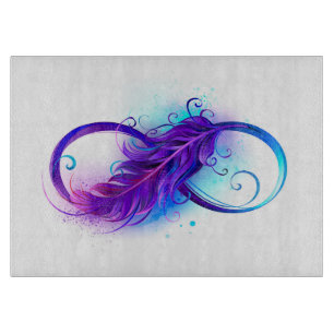 Tabla De Cortar Infinito con pluma púrpura