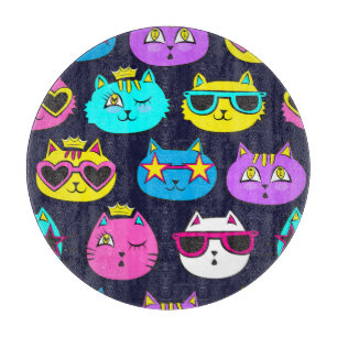 Tabla De Cortar Insignias para gatos, textil de arte pop