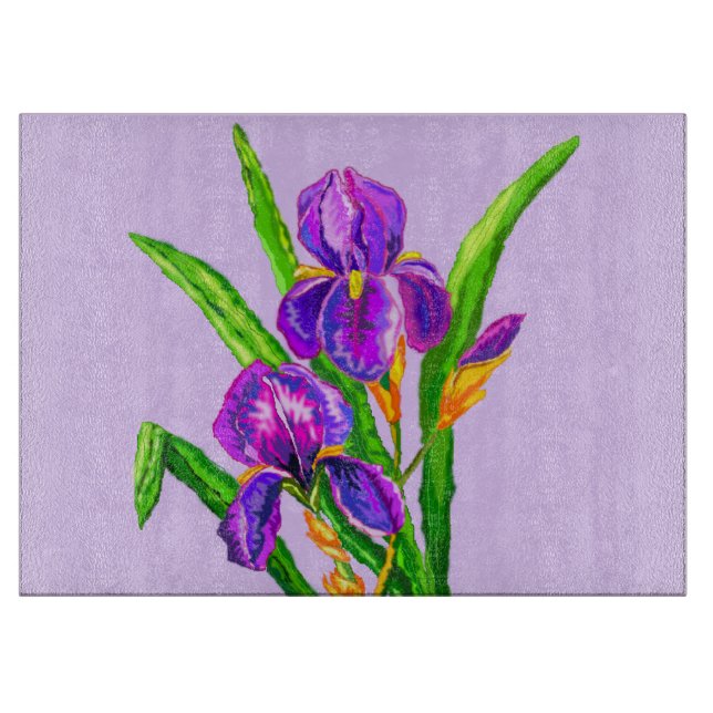 Tabla De Cortar Iris Flowers Cutting Board (Anverso)