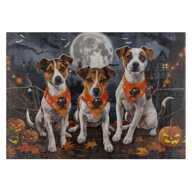 Tabla De Cortar Jack Russell Halloween Spooky (Anverso)