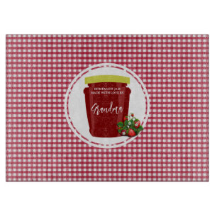 Tabla De Cortar Jam de fabricación casera Red y White Gingham Cott