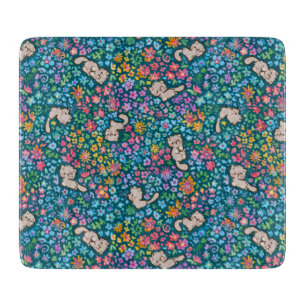 Tabla De Cortar Jardín Caprichoso de Pebble Gato Gris y Floral Bri