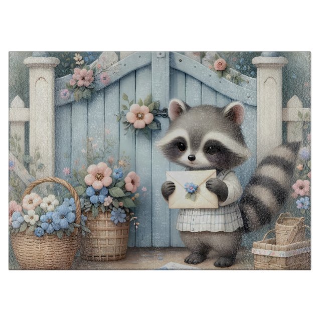 Tabla De Cortar Jardín de Cartas del Mapache Pastel (Anverso)
