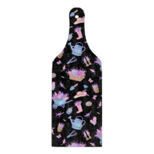 Tabla De Cortar Jardín de Jacintos Floral Negro