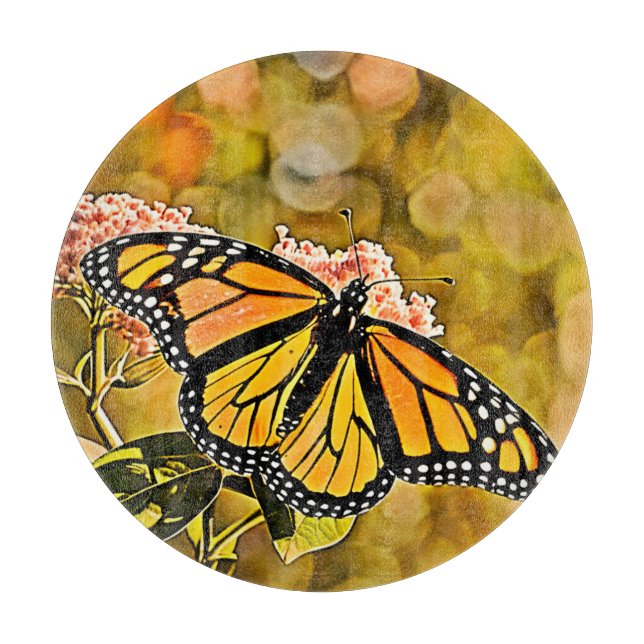 Tabla De Cortar Jardín de Mariposas Monarca Arte (Anverso)