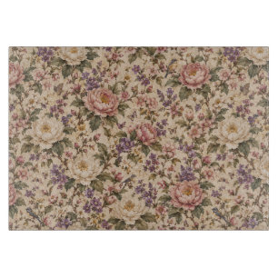 Tabla De Cortar Jardín de rosas botánicas vintage y patrón de mari