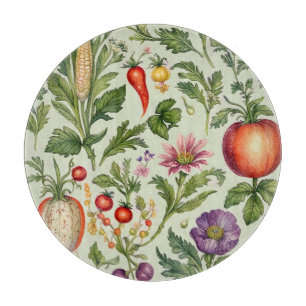 Tabla De Cortar Jardín de Verduras Vidrio Redondo