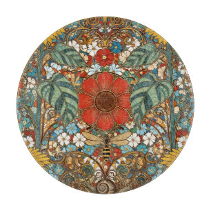 Tabla De Cortar Jardín floral Art Nouveau – Girasoles, Abeja