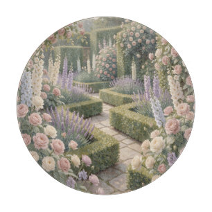 Tabla De Cortar Jardín inglés romántico rosas rosadas lavanda pied