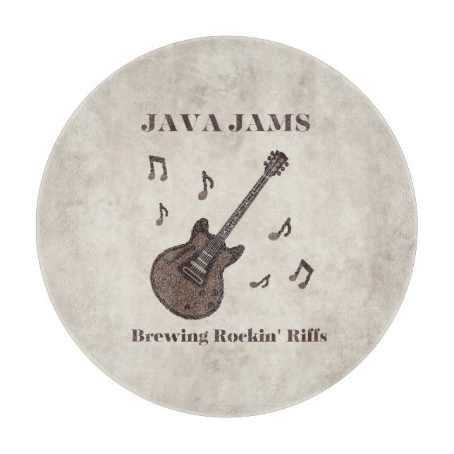 Tabla De Cortar Java Jams-Cervecería Rockin 'Riffs-Café-Guitarra- (Anverso)