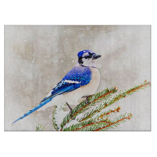 Tabla De Cortar Jay azul en invierno (Anverso)
