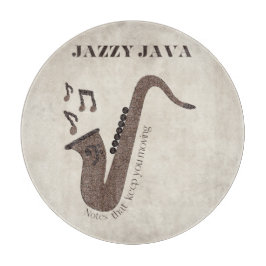 Tabla De Cortar Jazzy Java-Grãos de Café-Saxofone-