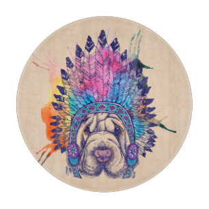 Tabla De Cortar Jefe nativo indio de Sharpei
