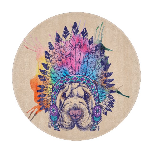 Tabla De Cortar Jefe nativo indio de Sharpei (Anverso)