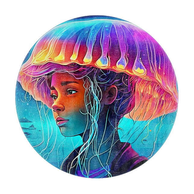 Tabla De Cortar Jellyfish Chica Art (Anverso)