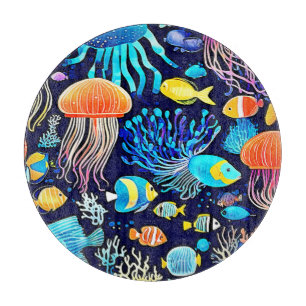 Tabla De Cortar Jellyfish & Fish: Delicia del Mar Profundo