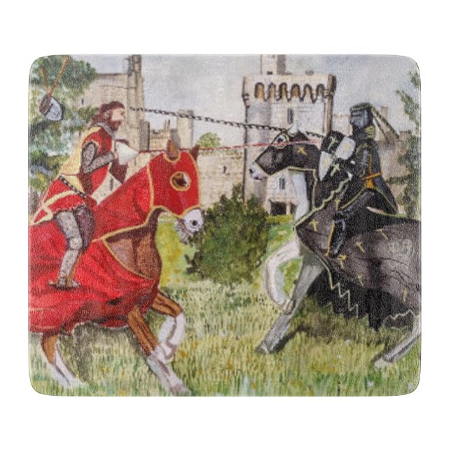 Tabla De Cortar Joust medieval frente al castillo (Anverso)