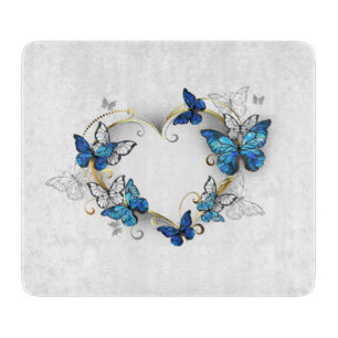 Tabla De Cortar Joyería Corazón con Mariposas Morpho