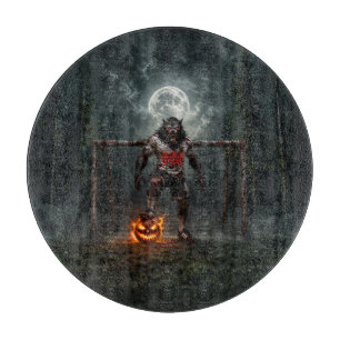 Tabla De Cortar Jugador de fútbol hombre lobo arte de terror de Ha