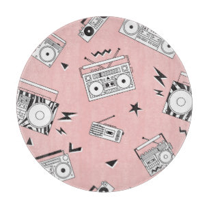 Tabla De Cortar Jugadores de cassette antiguos: patrón retro.