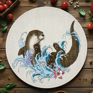 Tabla De Cortar Juguuetón Azul Nutria de Río Caprichosa Salpicadur