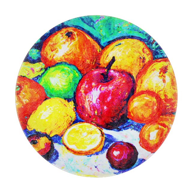 Tabla De Cortar Juicy Delights Fruits. ¡Hazte con una en Zazzle (Anverso)