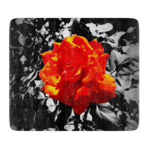 Tabla De Cortar Junta de corte de vidrio decorativo de rosa roja