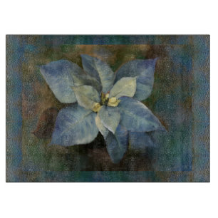 Tabla De Cortar Junta de corte de vidrio Poinsettia azul