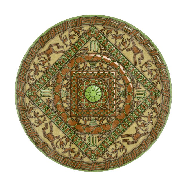 Tabla De Cortar Junta de corte de vidrio Virgo Mandala (Anverso)