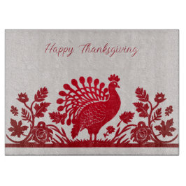 Tabla De Cortar Junta de Corte Floral de Acción de Gracias Roja en