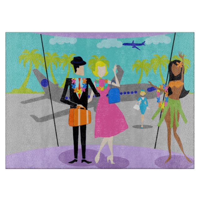 Tabla De Cortar Junta de recorte de vacaciones tropical retro (Anverso)