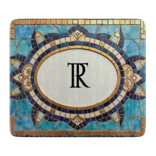 Tabla De Cortar Junta Monogramada de Corte de Cristal Mosaico