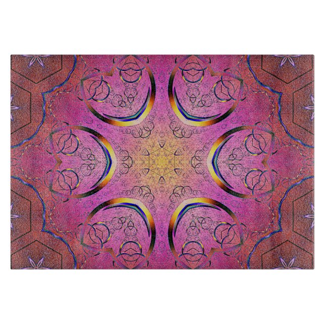 Tabla De Cortar Kaleidoscopio del corazón radiante (Anverso)