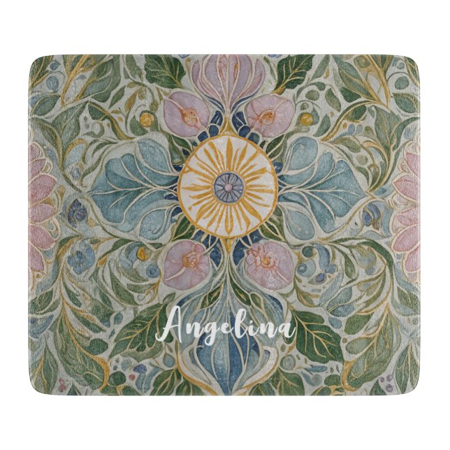 Tabla De Cortar Kaleidoscopio floral personalizado (Anverso)