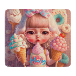 Tabla De Cortar Kawaii lindo chica con helados