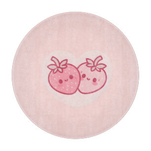 Tabla De Cortar Kawaii Pink Valentines Strawberries