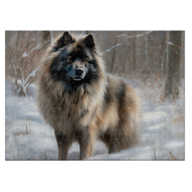 Tabla De Cortar Keeshond Deja que nieve Navidad (Anverso)