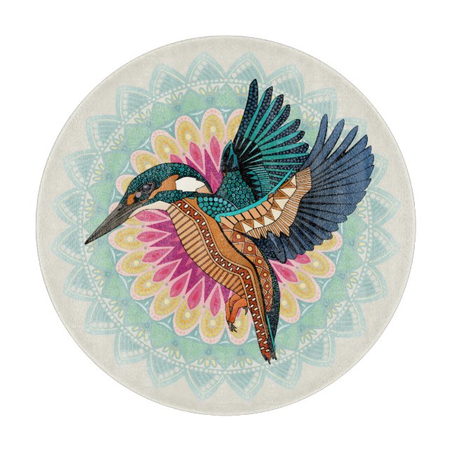 Tabla De Cortar kingfisher mandala (Anverso)