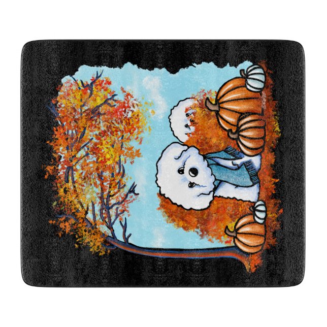 Tabla De Cortar KiniArt Autumn Bichon Frise (Anverso)