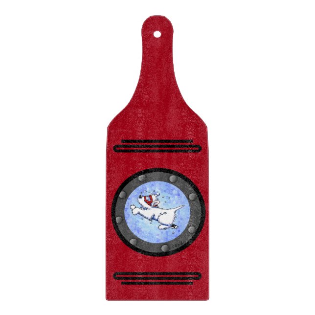Tabla De Cortar KiniArt Buceo Westie Porthole (Anverso)