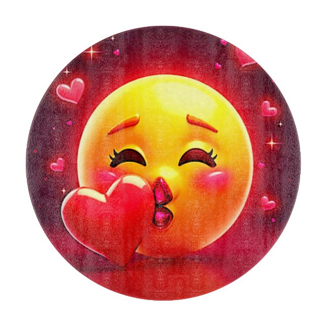 Tabla De Cortar Kiss Emoji: Love and Hearts Art (Anverso)