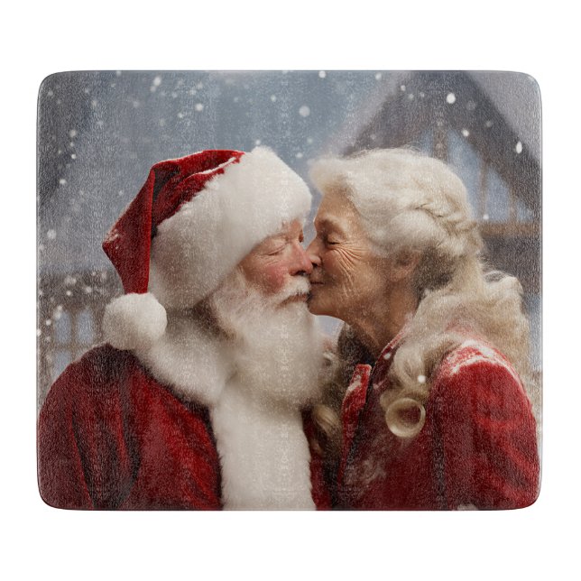 Tabla De Cortar Kissing Mr. y la Sra. Santa Claus (Anverso)