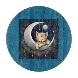 Tabla De Cortar Kitten Asleep On Crescent Moon (Objeto)