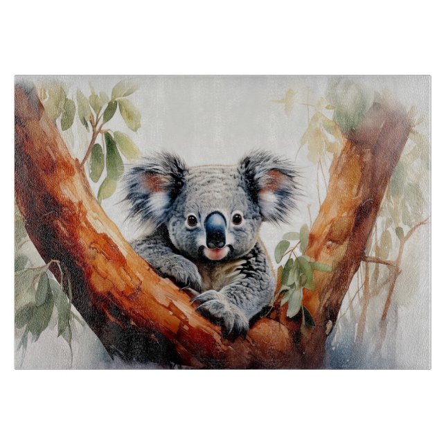 Tabla De Cortar Koala sentado en un eucalipto (Anverso)