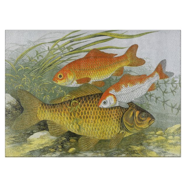 Tabla De Cortar Koi Fish, pez dorado, vida marina acuática (Anverso)