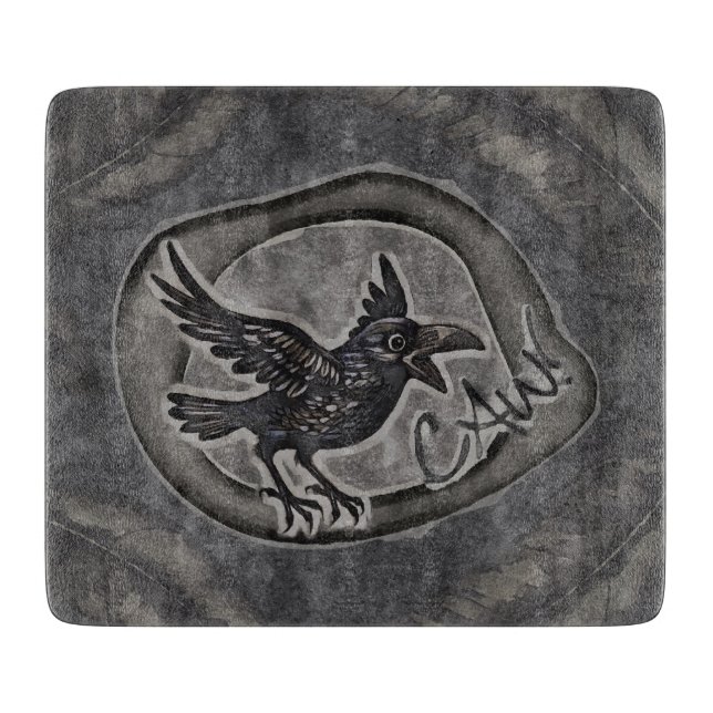 Tabla De Cortar Krähe Crow Rabe ruft CAW! (Anverso)