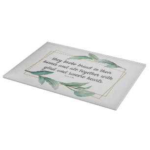 Tabla De Cortar La Biblia Verse Elegant Green Leaf Acts 2:46 Gift