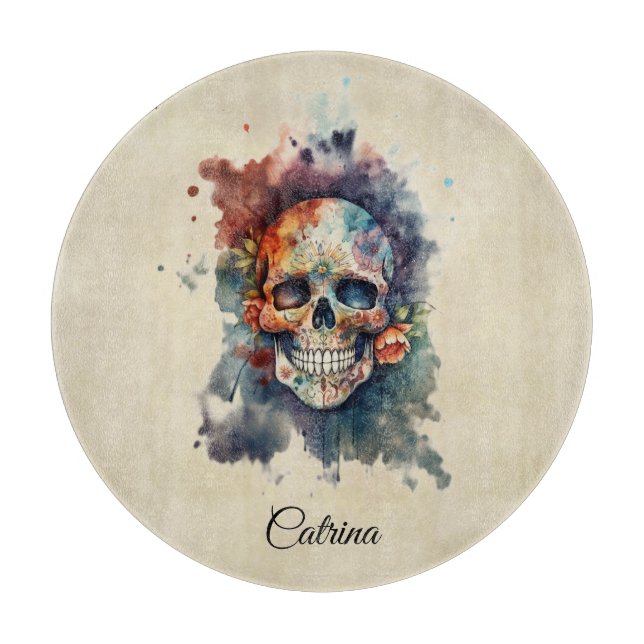 Tabla De Cortar La Calavera Hermosa, personalizado (Anverso)