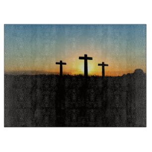 Tabla De Cortar La crucifixión cruza al atardecer
