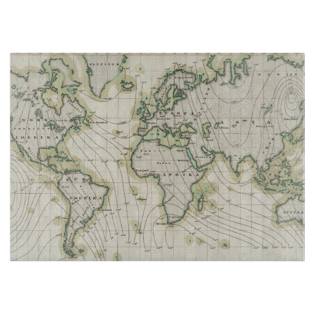 Tabla De Cortar La declinación magnética del mundo (Anverso)